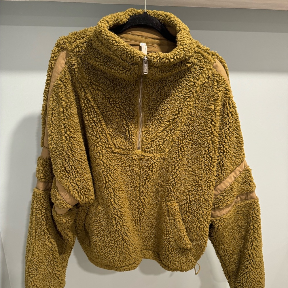 Free People Nantucket Fleece Half Zip Green Jacket - L